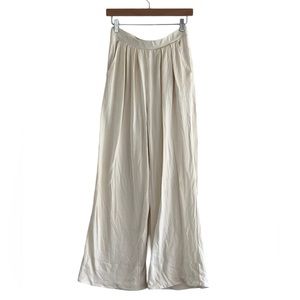 Urban Outfitters | Cream high rise pleated wide leg cotton pants size sm…